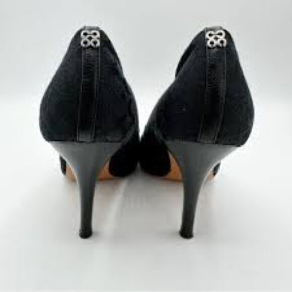 Coach Signature Jacquard Black Classic Pointed Toe Pumps Career Logo Size 8.5 - Picture 9 of 10
